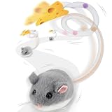 Migipaws Interaktives Katzenspielzeug, elektrisch rollende Migimaus mit wackelndem Schwanz,Intelligenter Sensor,...