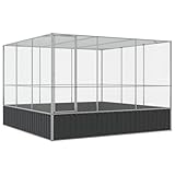 vidaXL Voliere, Vogelvoliere mit Stahlgittern Flügeltür, Haustierkäfig für Vögel Kaninchen Enten Hühner,...