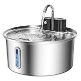 Katzenbrunnen Kabellos - Trinkbrunnen für Katze Edelstahl - Katzenbrunnen mit Bewegungssensor und 45 Tagen Akku -...