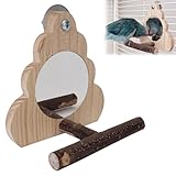 Vogelspiegel, Papageien Spiegel, Holzspiegel Mit Landeplatz, Vogelkäfigständer, Interaktives Spielspielzeug,...