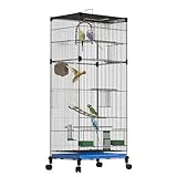 UUE Vogelkäfig, 90cm Kanarienvogel Voliere, Wellensittich Käfig, Vogelkäfig Groß mit Grasnest, Schaukel und...