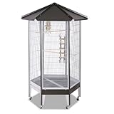 Montana Cages | Großer Vogelkäfig Villa Redondo, Vogelvoliere sechseckig Antik-Platinum für Sittiche und...