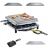 Steba Raclette, Made in Germany, PFAS frei, Edelstahlgehäuse, 8 emaillierte Pfännchen, Wendbare, emaillierte...