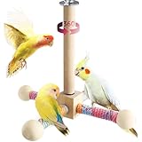 GmwyCzV 360°Drehbares Holz Vogel Spielzeug, Vögel Spielzeug Holz Karussell, Wellensittich Zubehör, Karussell...