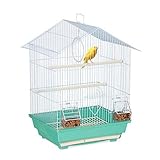 Relaxdays Vogelkäfig, Käfig für Kanarienvögel, Sitzenstangen & Futternäpfe, HxBxT: 49 x 39,5 x 32 cm,...