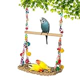 Wellensittich Spielzeug, Papagei Spielzeug, Wellensittich Schaukel Vogelkäfig Zubehör Vogelspielzeug Naturholz...