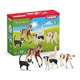 SCHLEICH Farm World | Bauernhoftiere Bundle 42386 | Set mit Kalb, Pferd, Katze, Hund & Gans | realistische...