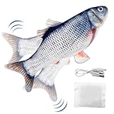 Uootach Katzenspielzeug Fisch, USB Katzenspielzeug Fisch Elektrisch, Katzenminze Fisch Spielzeug für Katze, 30cm...