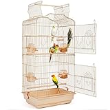 Yaheetech Vogelkäfig Vogelvoliere Tierkäfig Vogelhaus für Papagei Wellensittich 46 x 35.5 x 104.5cm Almond