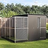 Hommdiy Voliere mit Erweiterung,Silbern Stahl, Vogelkäfig mit abschließbarer Flügeltür, Vogelvoliere für...