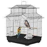 UISEBRT Vogelkäfig mit Holzstangen und Futternäpfe - Großer Vogelhaus Vogelvoliere Metall Vogelbauer Käfig...