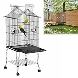 ORHEYA Vogelkäfig mit Rollen und Ständer – Vogelvoliere für Wellensittiche, Papageien und Sittiche –...