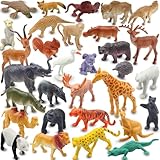 Pinowu Realistisch Mini Wild Zoo Tiere Figuren Spielzeug 32 Stück Geschenkset Für Bildung und Partygeschenke,...