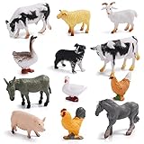 Grevosea 12 Stück Modelle für Nutztiere Mini Bauernhof Tierfiguren,Bauernhof Figuren,Tiere Figuren,Animal Figures...