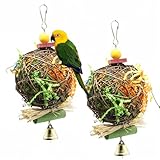 TFLPUO 2 Stück Vogelspielzeug, Budgies Toys Natural Rattan Ball Vogelkäfig Hängen Spielzeug Vogel Käfig...