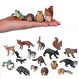FLORMOON Kleine Tierfiguren für Kinder, 16 STK. realistische Waldtiere, Babyfiguren, Waldtiere, Lernspielzeug für...