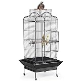 Yaheetech Vogelvoliere Vogelkäfig groß, Papageienkäfig mit 2 Holzstangen und 3 Futternäpfe, Vogelhaus Voliere...