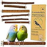 6 Natur Sitzstangen: für Wellensittich, Kanarienvogel, Nymphensittich... VERBESSERT: Edelstahl Scheiben &...