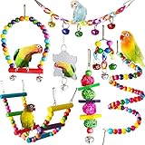 ESRISE Vogelspielzeug für Vögel, Kauspielzeug Vögel Spielzeug Holz Bell Haning Spielzeug für Conures...