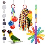 QUOZUO 4 Stück Vogelspielzeug, buntes Vogelkauen Wellensittich-Spielzeug, papageienspielzeug, Vogel...